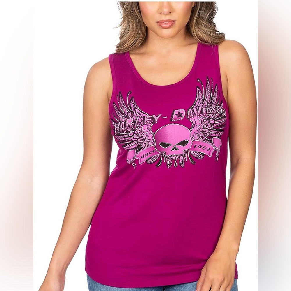***SOLD ON ANOTHER PLATFORM*** 
Harley-Davidson Women's Fuchsia Graphic Tank Top